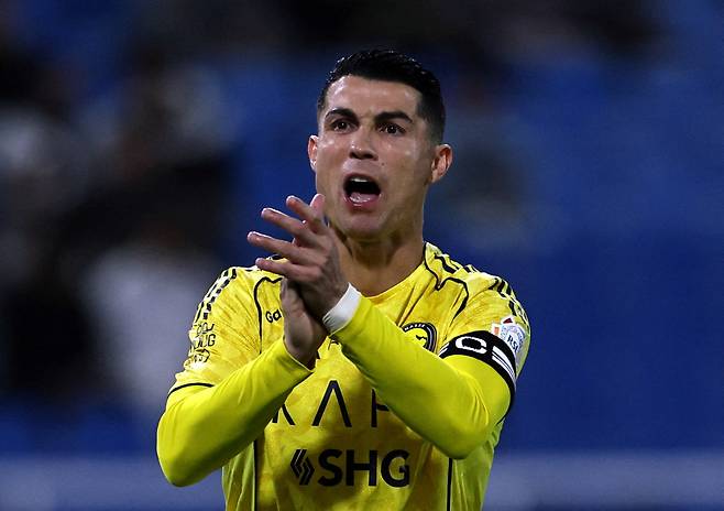 FILE PHOTO: Soccer Football - Saudi Pro League - Al Kholood v Al Nassr - King Abdullah Sport City Stadium, Buraydah, Saudi Arabia - January 30, 2026 Al Nassr's Cristiano Ronaldo reacts REUTERS/Hamad I Mohammed/File Photo







<저작권자(c) 연합뉴스, 무단 전재-재배포, AI 학습 및 활용 금지>