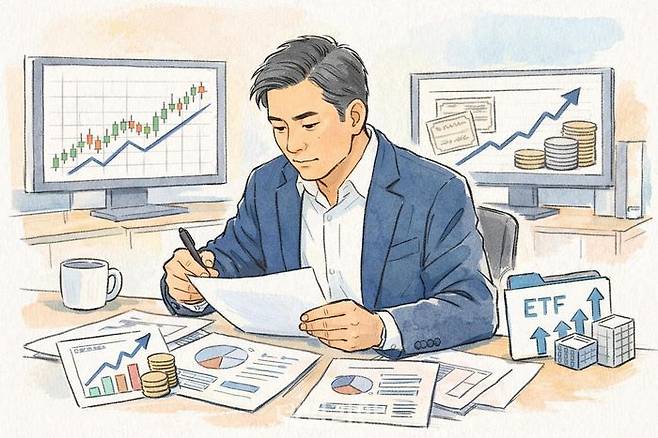 코스피가 6000선을 돌파하는 등 국내 주식시장에 훈풍이 불자 퇴직연금 투자자들 사이에서 채권 혼합형 상장지수펀드(ETF)가 주목받고 있다. ⓒAI 이미지