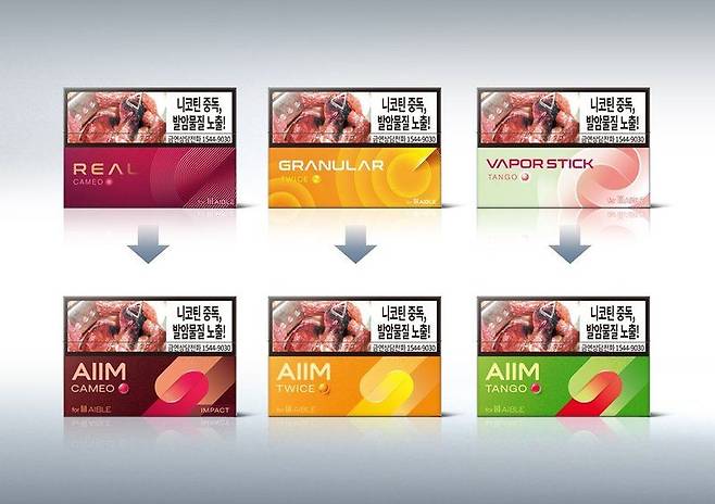 ‘릴 에이블’ 전용스틱 라인업을 ‘에임(AIIM)’ 브랜드로 통합. KT&G 제공
