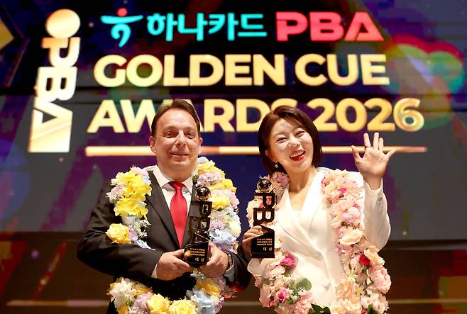 다니엘 산체스(왼쪽)와 김가영. 사진=PBA