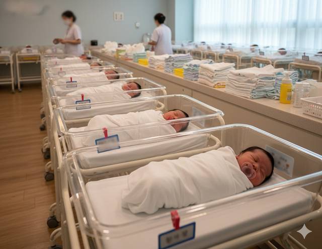 산후조리원에 누워 있는 신생아들의 모습(AI 생성 이미지).