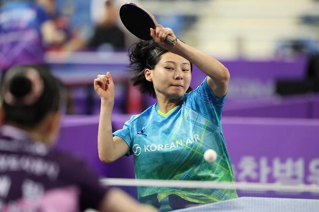 프로탁구리그 여자 단식에 나선 최효주의 경기 장면 [한국프로탁구연맹 제공. 재판매 및 DB 금지]