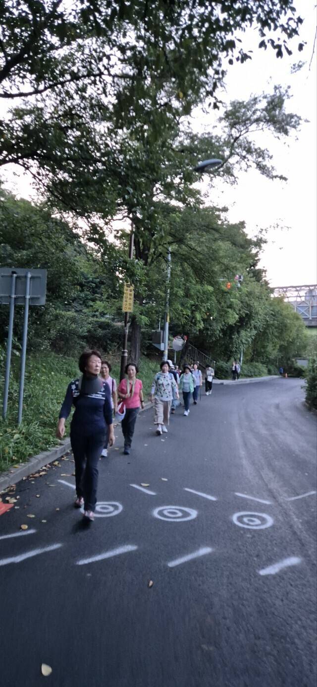 앞산 해넘이 전망대를 시민들이 걷고 있다.(대구광역시 걷기협회)