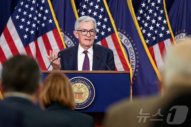 제롬 파월 연방준비제도 의장이 18일(현지시간) 기준금리를 동결한 회의를 마치고 기자회견에서 발언하고 있다. 2026.3.18ⓒ 로이터=뉴스1