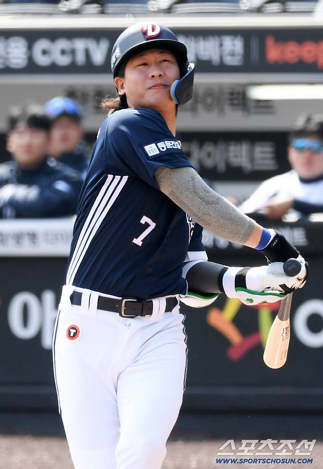 17일 대전 한화생명볼파크 열린 한화 이글스와 두산 베어스의 경기. 두산 박찬호가 타격을 하고 있다. 대전=박재만 기자 pjm@sportschosun.com/2026.03.17/