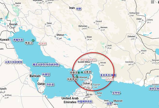 호르무즈 해협 지도