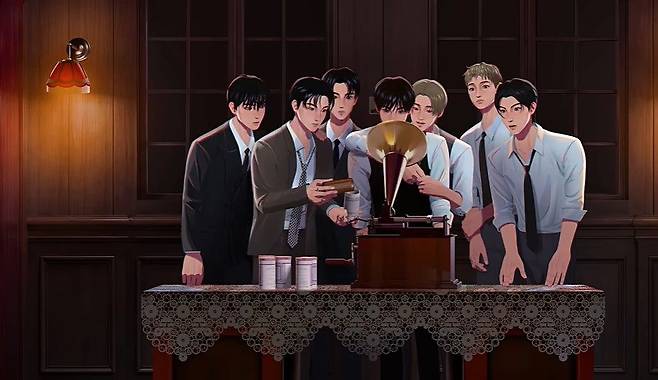 BTS가 공개한 컴백 트레일러 애니메이션 버전. 1896년 미국 워싱턴에서 아리랑을 녹음한 청년들의 이야기를 담고 있다. [유튜브 캡처]