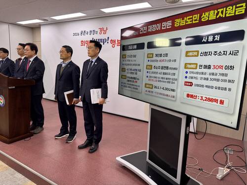 박완수 경남도지사 브리핑과 경남 생활지원금 관련 이미지