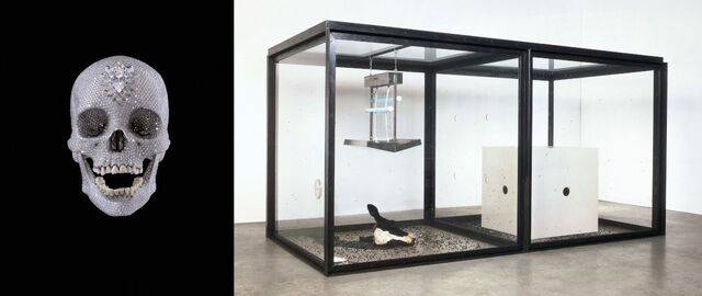 데이미언 허스트의 대표작 ‘신의 사랑을 위하여’(왼쪽 사진)와 ‘천년’(오른쪽)도 이번 개인전에서 공개된다. 국립현대미술관 제공