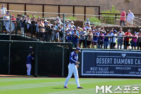 오타니가 19일(한국시간) 등판을 준비하고 있다. 사진(美 글렌데일)= 김재호 특파원