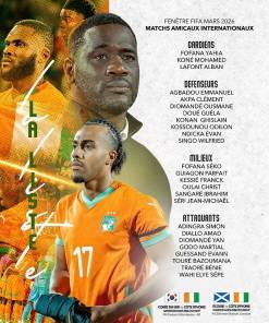 3월 A매치에 출전하는 코트디부아르 축구대표팀 명단. 코트디부아르축구협회 SNS