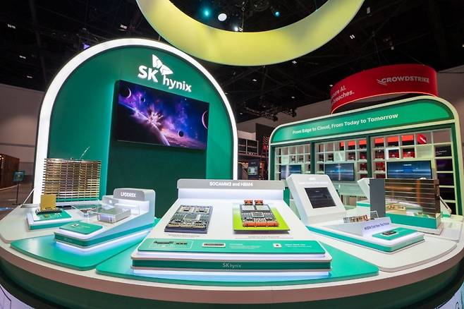 16일부터 19일까지(현지시간) 미국 새너제이에서 열린 엔비디아 GTC 내 SK하이닉스 부스. [SK하이닉스 제공]