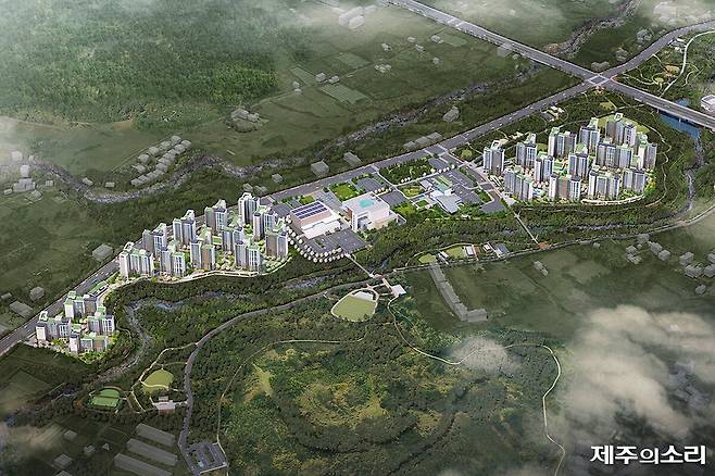 제주시와 오등봉아트파크(주)가 오등동 1596번지 일대 76만2295㎡ 부지에 추진 중인 오등봉공원 민간특례 개발사업 조감도.