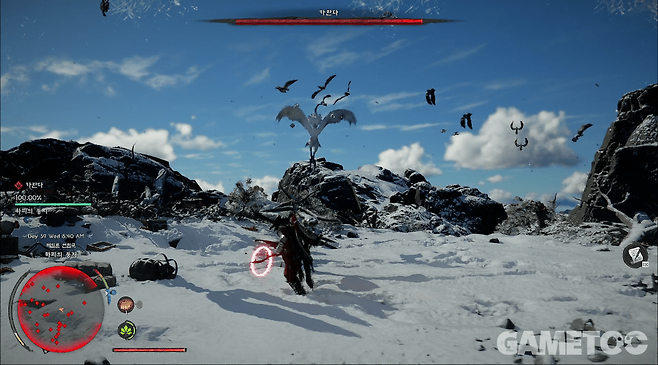 하피의 둥지 정상에 올라가면 짧은 등장 컷신과 함께 카란다와 전투가 시작된다 [사진=김영찬 기자]