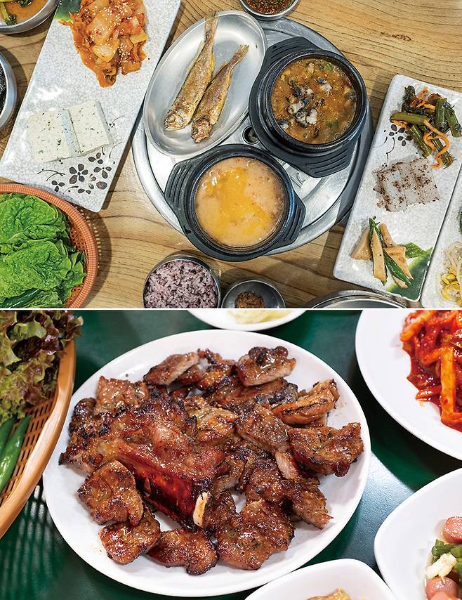 (위) 심학산두부마을 (아래) 단골집