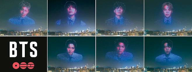서울 밤하늘에 그려진 BTS
방탄소년단(BTS)이 20일 정규 5집 앨범 '아리랑(ARIRANG)'으로 전격 컴백했다. BTS는 21일 서울 광화문광장에서 컴백쇼를 연 뒤 월드투어에 나선다. 20일 밤 서울 뚝섬한강공원에서 '컴백 기념 드론 라이트쇼'가 열렸다. 사진은 드론이 서울 하늘을 비행해 BTS 멤버들을 형상화한 장면. 연합뉴스