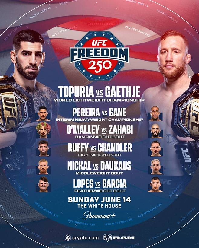 UFC 백안관 대회 ‘UFC 프리덤 250’ 포스터