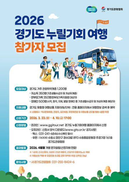 ▲경기도누릴기회여행 모집 안내문 ⓒ경기도