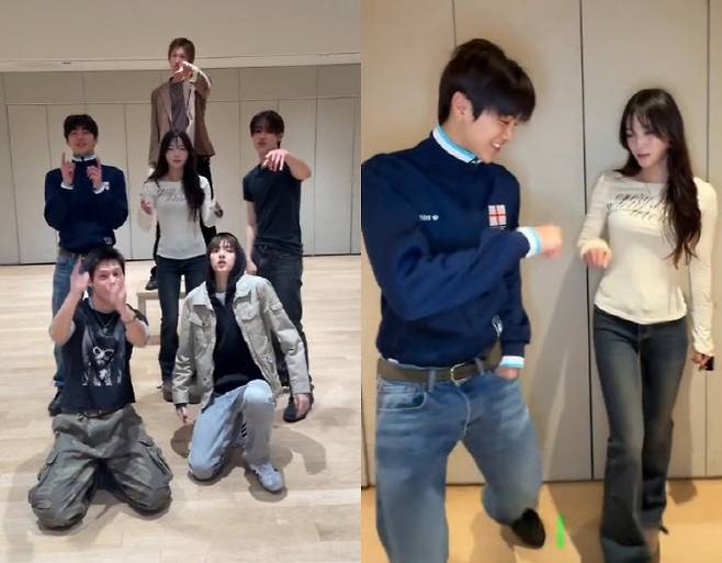 최가온 선수와 코르티스가 댄스 챌린지를 하고 있다. (사진=코르티스최가온 선수 인스타그램 계정 캡처)