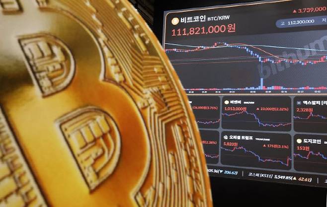 서울 서초구 빗썸 라운지 강남점 전광판. (사진=뉴시스)