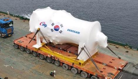 두산은 세계에서 다섯 번째로 대형 가스터빈을 제작했다. 사진은 국산 대형 가스(수소)터빈. 두산 제공