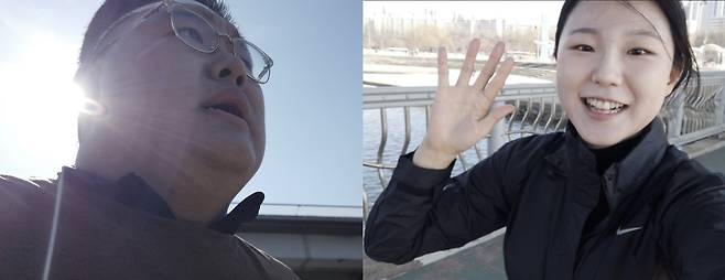 10km 버터런에 도전한 임성범 기자(왼쪽)와 한재경 PD.