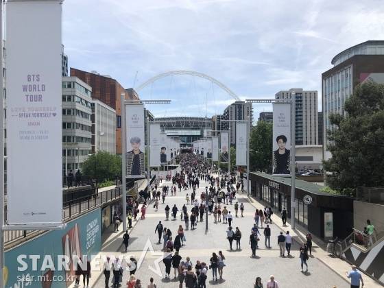 방탄소년단 'LOVE YOURSELF SPEAK YOURSELF' 공연이 펼쳐질 영국 런던 웸블리 스타디움 전경 모습. /런던(영국)=윤상근 기자