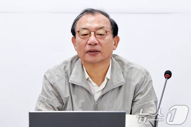 이정현 국민의힘 공천관리위원장이 22일 오후 서울 여의도 중앙당사에서 열린 전국동시지방선거 서울특별시장 후보자 면접에 참석해 인사말을 하고 있다. (공동취재) 2026.3.22 ⓒ 뉴스1 이승배 기자