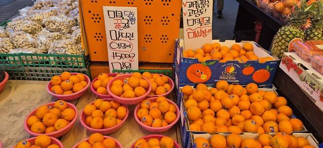 서울 영등포구의 한 과일가게에서 판매 중인 미국산 수입 만다린.