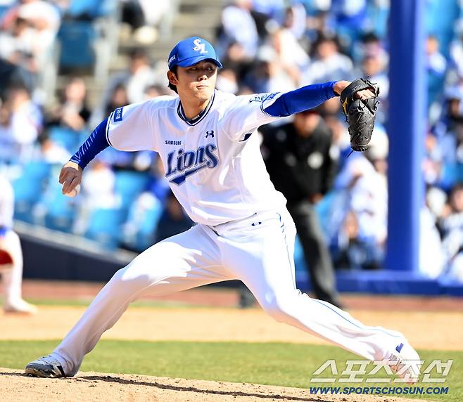 22일 대구삼성라이온즈파크에서 열린 LG와 삼성의 시범경기. 삼성 미야지가 역투하고 있다. 대구=허상욱 기자wook@sportschosun.com/2026.03.22/