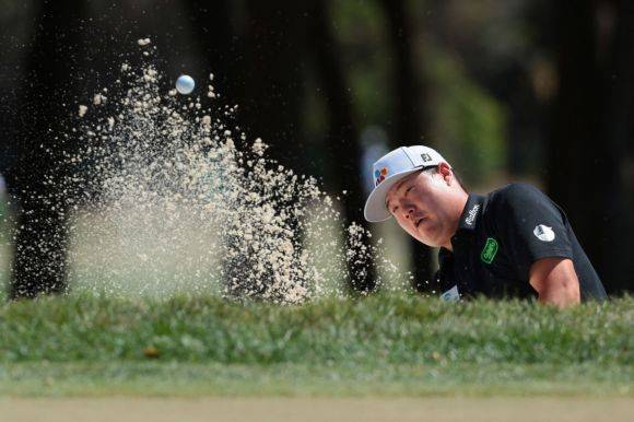 임성재가 발스파 챔피언십 4라운드 2번 홀에서 벙커 샷을 하고 있다. 팜하버=AFP연합뉴스