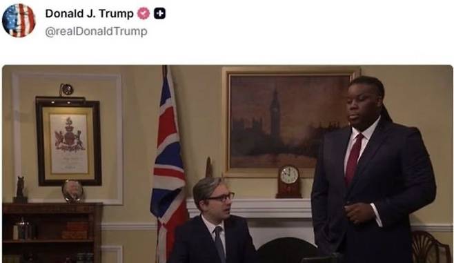 도널드 트럼프 미국 대통령이 올린 SNL 영국판 첫 에피소드 이미지. SNS 캡처