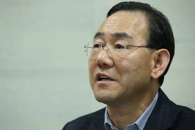 주호영 국회부의장이 국민의힘 대구시당에서 긴급 기자회견을 하고 공천 관련 입장을 밝히고 있다. 연합뉴스 제공