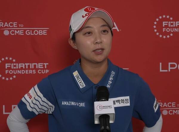 2026년 미국여자프로골프(LPGA) 투어 포티넷 파운더스컵 우승 경쟁에 뛰어든 김효주 프로가 3라운드 경기 후 인터뷰하는 모습이다. 사진출처=LPGA가 제공한 인터뷰 영상 화면 켑처 (사진을 무단으로 사용하지 마십시오.)