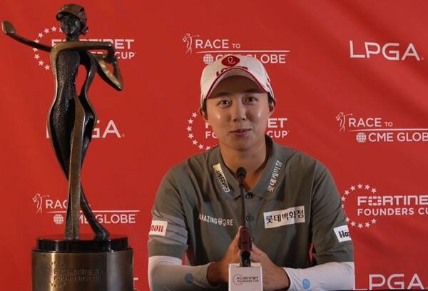 2026년 미국여자프로골프(LPGA) 투어 포티넷 파운더스컵 우승을 차지한 김효주 프로가 경기 후 공식 우승 기자회견하는 모습이다. 사진출처=LPGA가 제공한 인터뷰 영상 화면 켑처 (사진을 무단으로 사용하지 마십시오.)