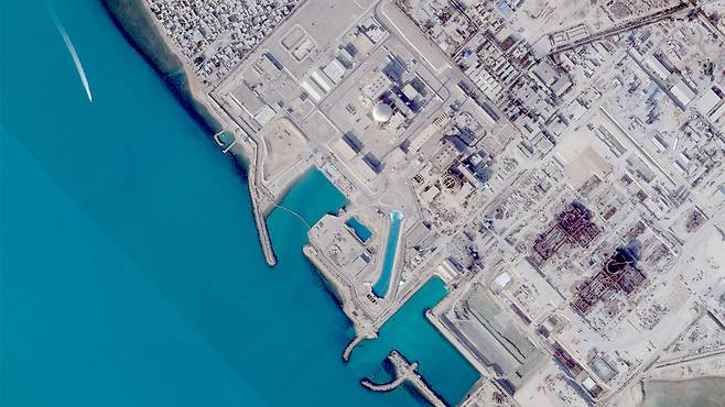 작년 12월 7일 인공위성에서 촬영된 이란 남부 부셰르 원전 부지