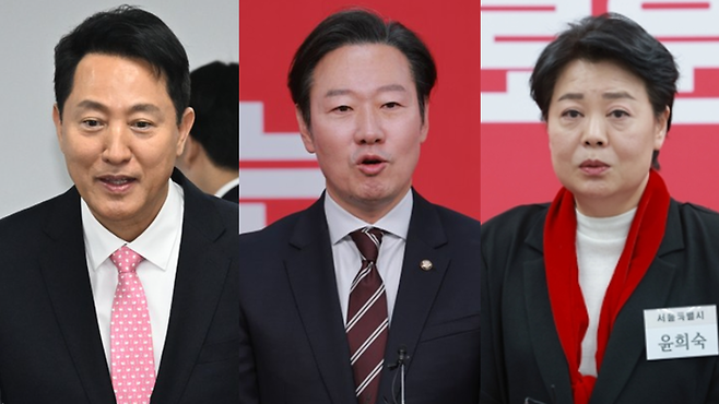 오세훈 서울시장, 박수민 국민의힘 의원, 윤희숙 전 의원 [연합뉴스 편집]