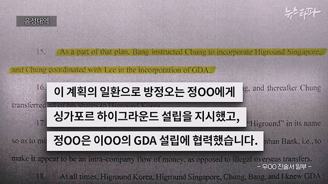 하이그라운드 전 대표 우 모 씨의 진술서 내용 일부.