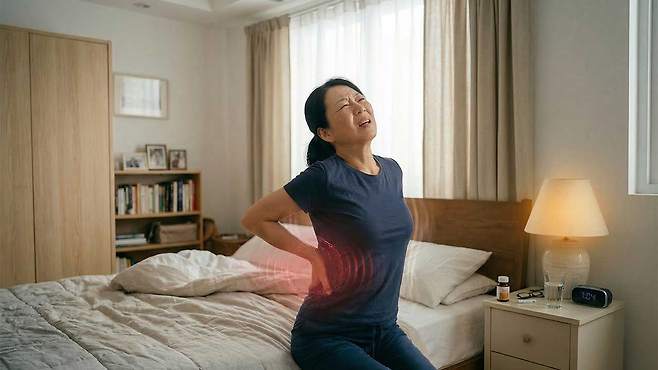 허리를 뒤로 젖힐 때 통증이 있다면, 디스크가 아닌 척추후관절증후군을 의심해야 한다｜출처: Gemini 생성