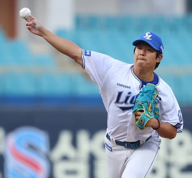 삼성 양창섭이 23일 대구삼성라이온즈파크에서 열린 2026 KBO리그 시범경기 KIA전에 선발 등판해 역투하고 있다. 사진 | 삼성 라이온즈