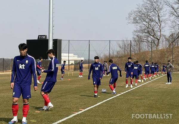 코리아풋볼파크에서 소집 훈련 중인 U23 대표팀. 김진혁 기자