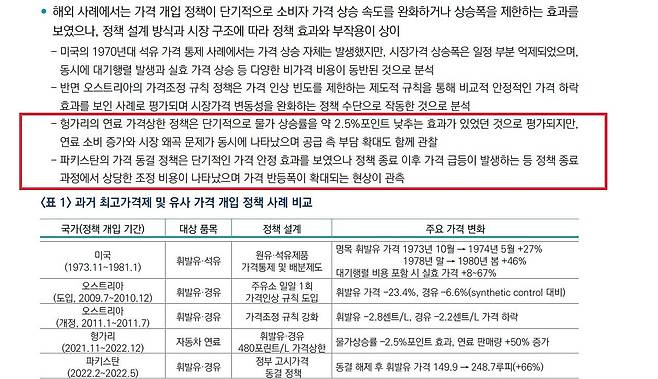 3월23일 산업연구원이 발표한 '석유 최고가격제 시행의 정책적 함의와 향후 방향' 보고서. [산업연구원]