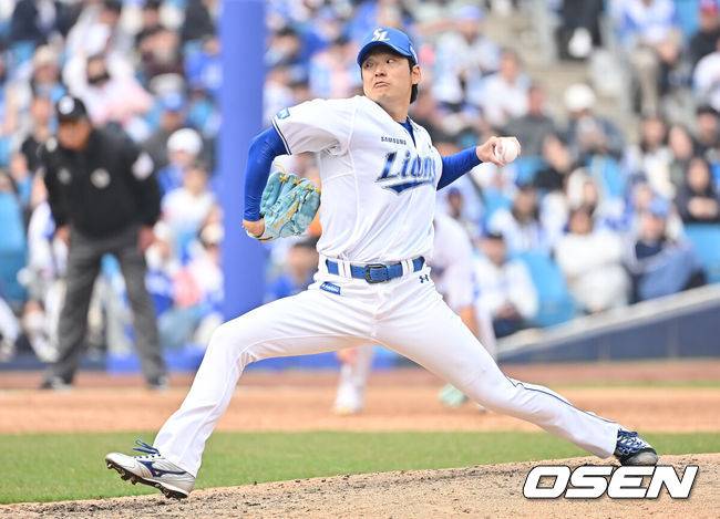 [OSEN=대구, 이석우 기자] 24일 대구삼성라이온즈파크에서 2026 신한 SOL KBO 리그 시범경기 삼성 라이온즈와 KIA 타이거즈의 경기가 열렸다. 홈팀 삼성은 오러클린이, 방문팀 KIA는 아담 올러가 선발 출전했다. 삼성 라이온즈 백정현이 역투하고 있다. 2026.03.24 / foto0307@osen.co.kr