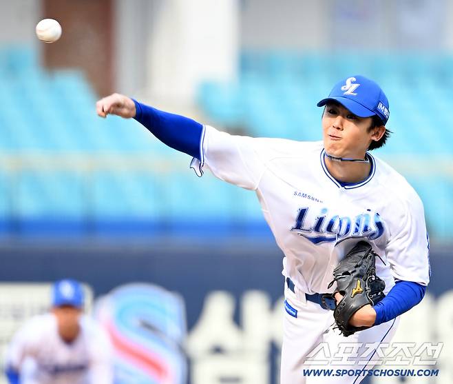 24일 대구삼성라이온즈파크에서 열린 KIA와 삼성의 시범경기. 8회초 삼성 미야지가 역투하고 있다. 대구=허상욱 기자wook@sportschosun.com/2026.03.24/