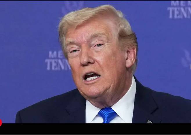 [멤피스=AP/뉴시스] 도널드 트럼프 대통령이 23일(현지 시각) 테네시주 멤피스에서 열린 ‘멤피스 안전 태스크포스 원탁회의’에서 발언하고 있다.2026.03.24. *재판매 및 DB 금지