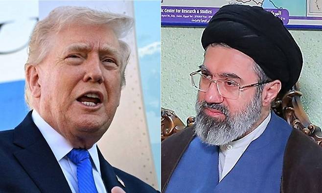 트럼프 미국 대통령(왼쪽)과 모즈타바 하메네이 이란 최고지도자. AFP연합뉴스