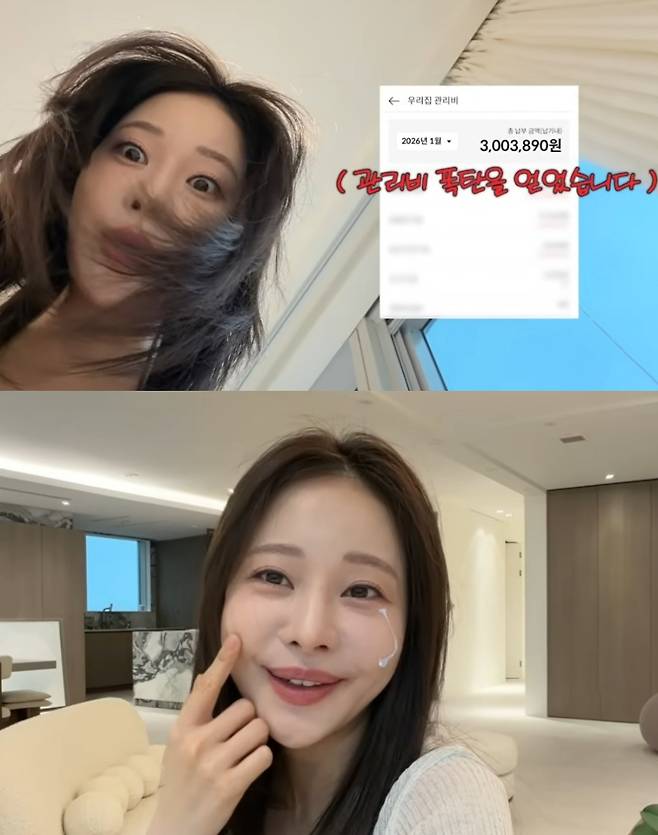 ▲ 유튜버 아옳이가 관리비로 300만원이 나온 소식을 전했다. 출처|유튜브 '아옳이' 캡쳐