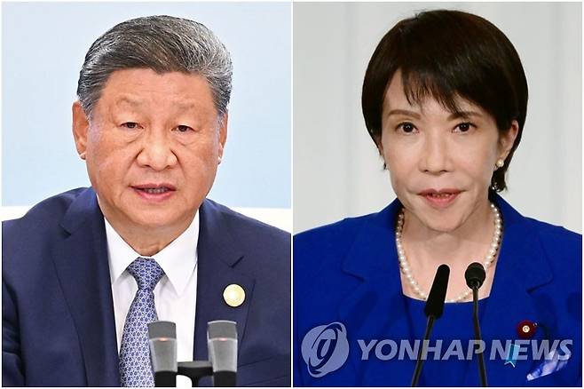 시진핑(왼쪽)과 다카이치 [신화·EPA 연합뉴스 자료사진. 재판매 및 DB 금지]