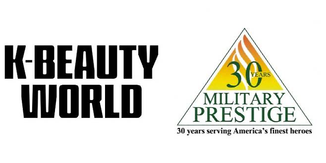 랜딩인터내셔널 K-Beauty World 로고(왼쪽)와 밀리터리 프레스티지 마케팅 LCC 로고 (사진=각 사)