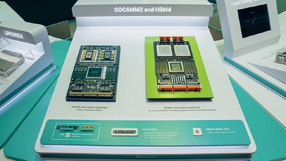 엔비디아의 '베라 루빈(Vera Rubin) 200'과 SK하이닉스의 '소캠(SOCAMM2)', '6세대 고대역폭메모리(HBM4)' [사진=SK하이닉스]